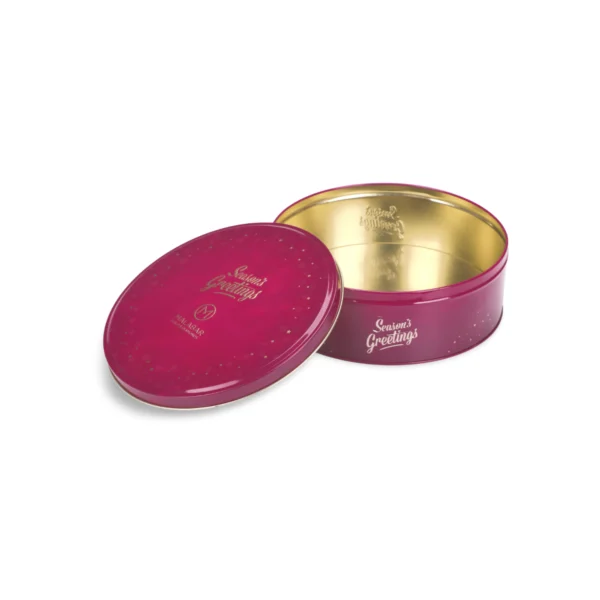 Scatola regalo in latta personalizzata – Finitura lucida rosa con lamina dorata