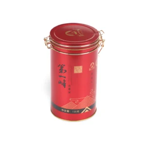 jiamu-boîte métallique cylindrique rouge à loquet basculant noire beauté emballage en fer-blanc Boîte métallique personnalisée cylindrique rouge pour thé avec loquet à bascule hermétique en métal