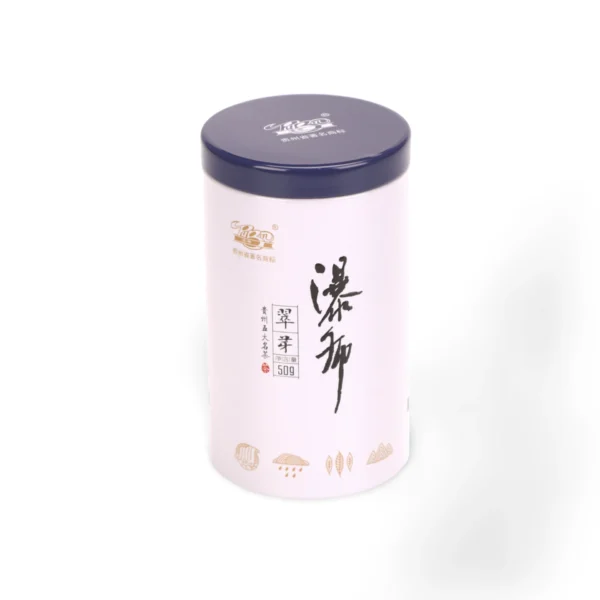 Boîte métallique personnalisée pour thé avec couvercle coulissant bleu foncé