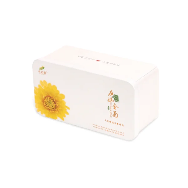 Custom Flat Rectangular Tin Box – White/Yellow Chrysanthemum