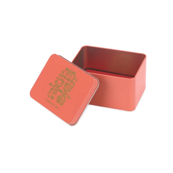 Custom Flat Rectangular Tin Box – Coral Red/Orange