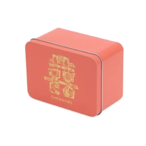 Custom Flat Rectangular Tin Box – Coral Red/Orange