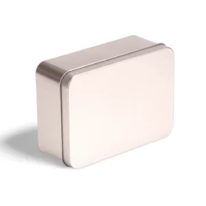 Plain silver flat rectangular custom tin box