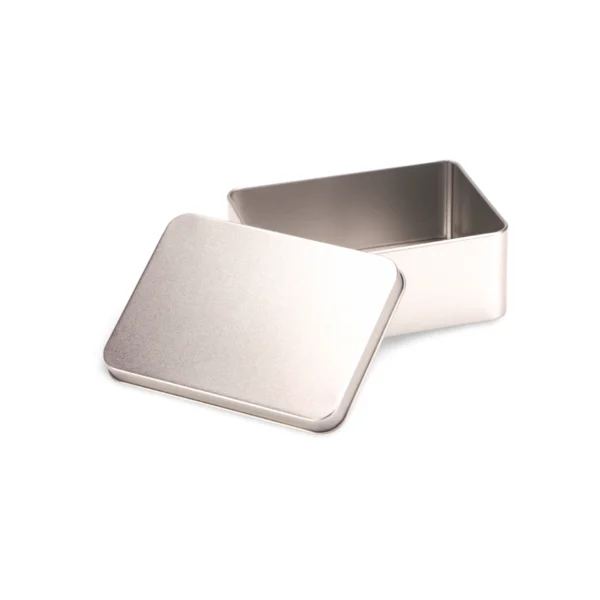 Custom Plain Rectangular Tin Box – Unprinted Silver