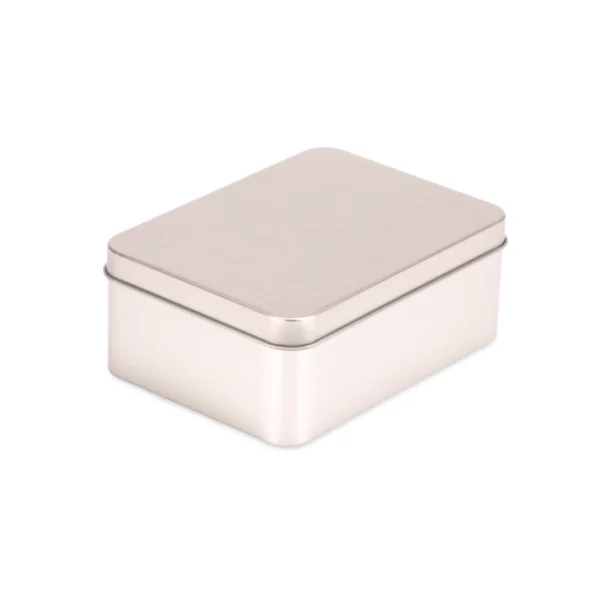 Custom Plain Rectangular Tin Box – Unprinted Silver