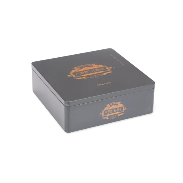 Custom Square Tea Tin Set – Matte Black and Light Green Finish