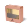 Caja metálica cuadrada personalizada con tapa con ventana – Oro rosa