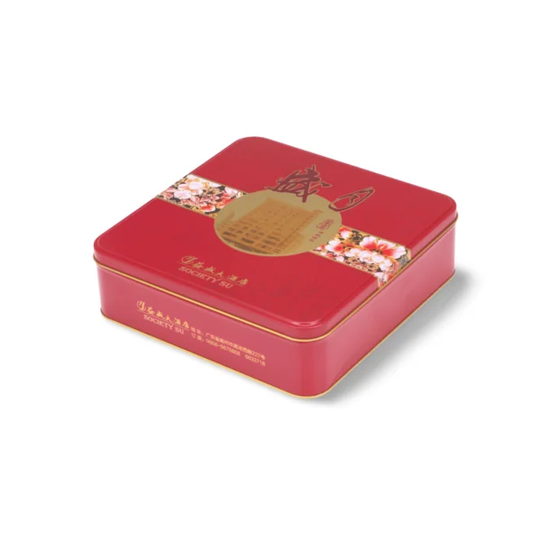 Custom Rectangular Gift Tin Set – Festive Red Floral Design