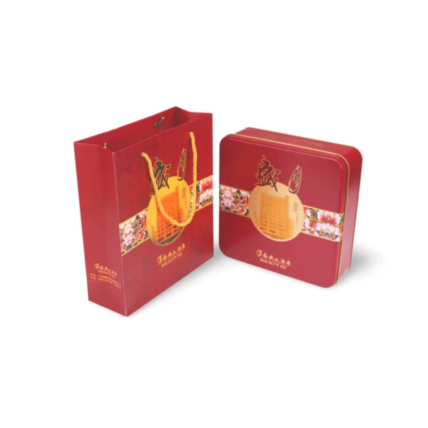 Custom Rectangular Gift Tin Set – Festive Red Floral Design