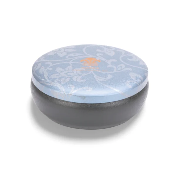 Custom Round Tin Box with Blue Floral Pattern