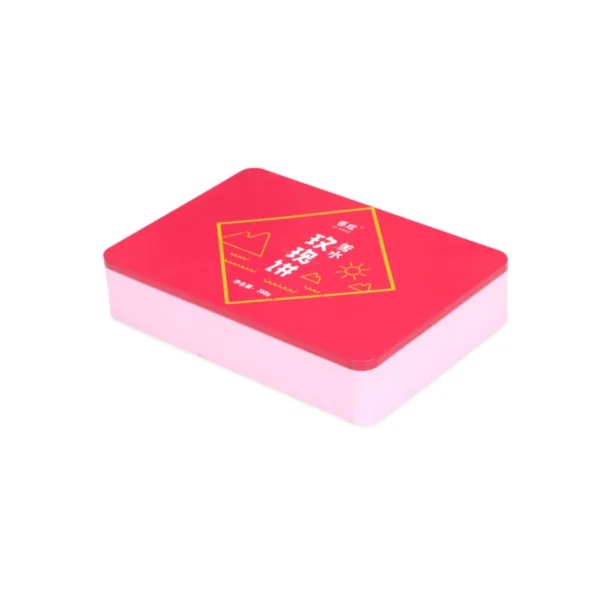 Caixa de lata personalizada para alimentos com bandeja interna – Design rosa/vermelho