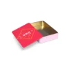 Caixa de lata personalizada para alimentos com bandeja interna – Design rosa/vermelho