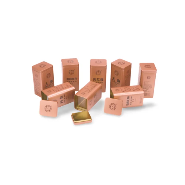 Custom Tall Square Tin Canister – Copper Finish for Powders