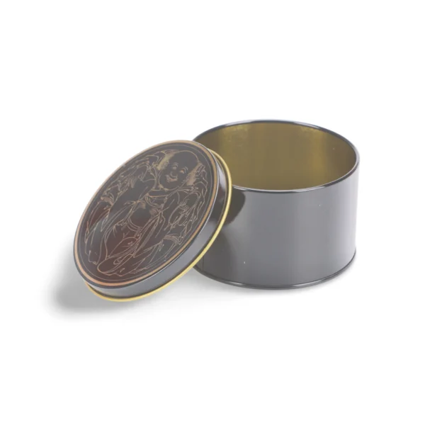 Modern Black Tin Caddy with Fine Line Art Print, Customizable