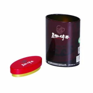 Foto del prodotto di una scatola in latta cilindrica nera personalizzata, numero 1, realizzata da JIAMU Packaging