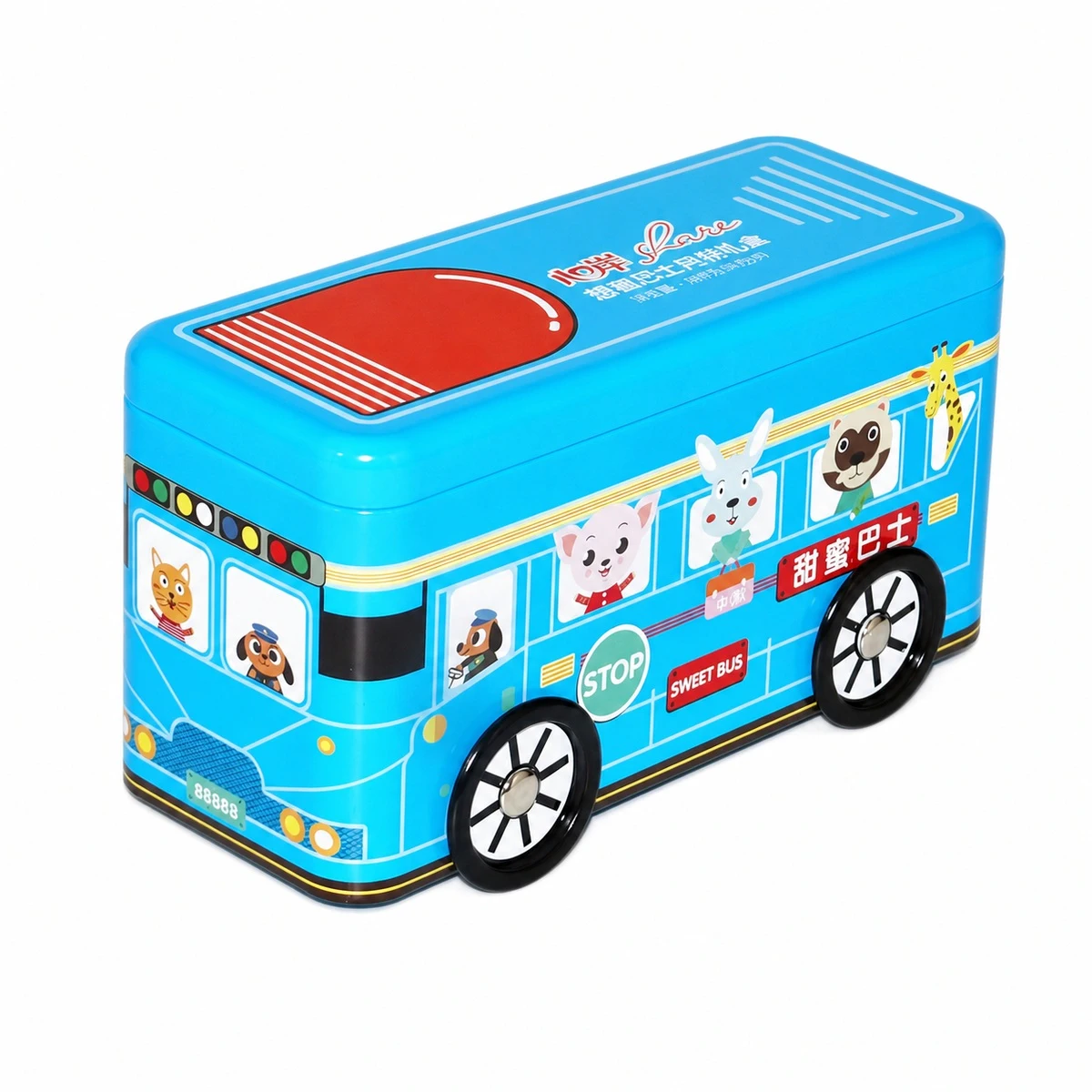 Foto del producto de la caja metálica personalizada con forma de autobús 1 por JIAMU Packaging