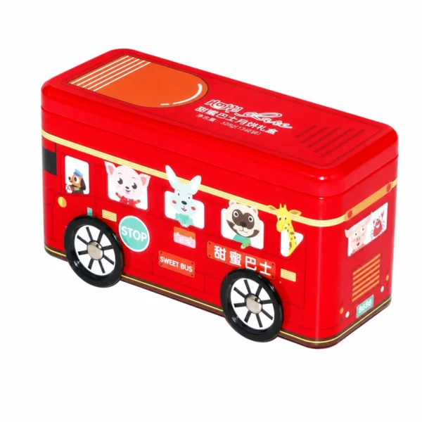 Foto del producto de la caja metálica personalizada con forma de autobús 3 por JIAMU Packaging