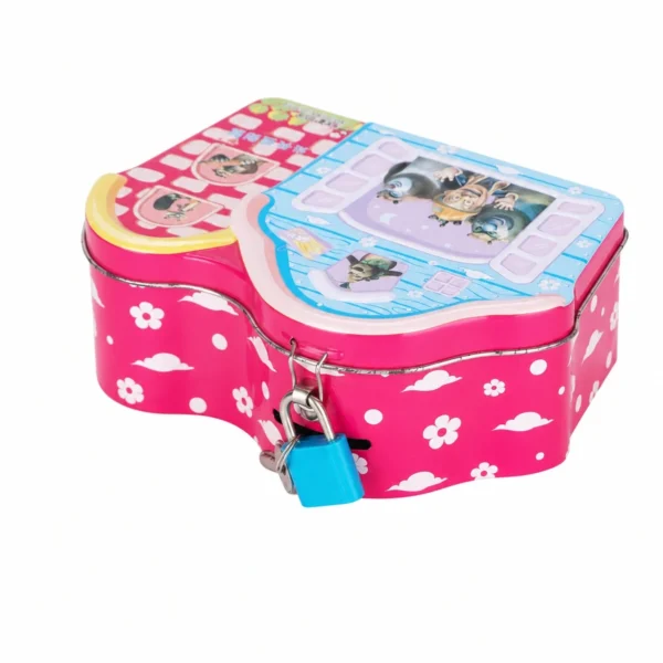 Foto do produto da caixa de lata para doces em formato de casa personalizada 3 pela JIAMU Packaging