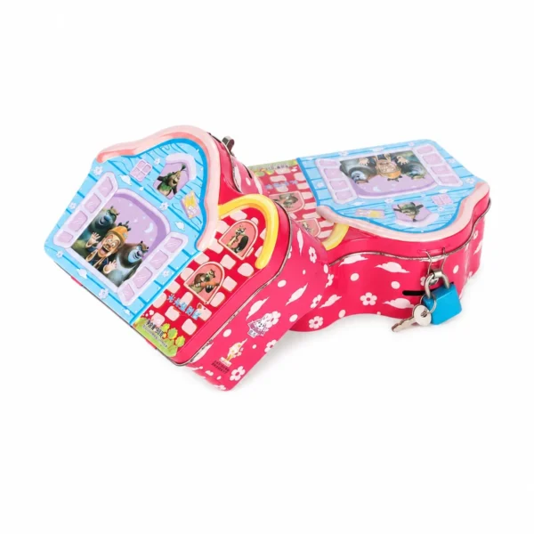 Foto do produto da caixa de lata para doces em formato de casa personalizada 5 pela JIAMU Packaging