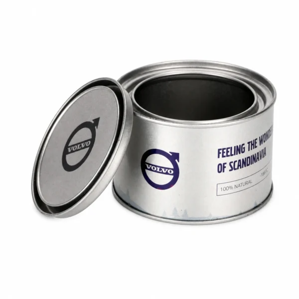 Foto do produto de lata redonda prateada personalizada 2 por JIAMU Packaging