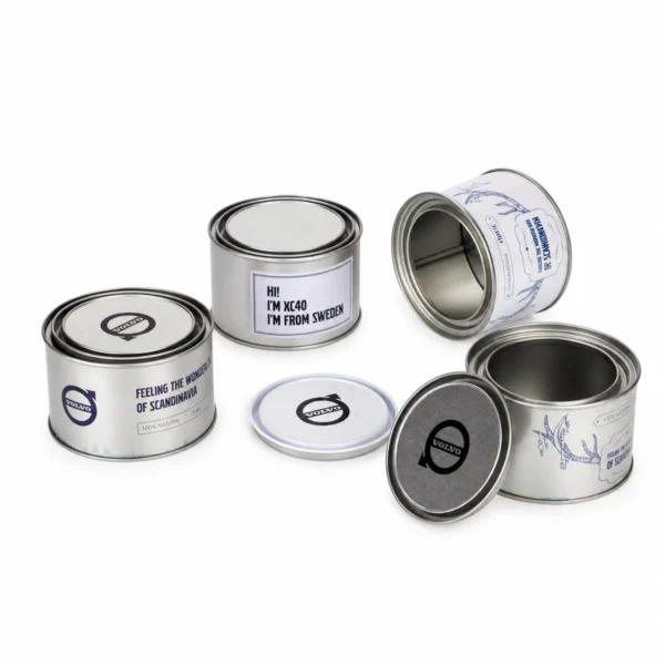 Foto do produto de lata redonda prateada personalizada 3 por JIAMU Packaging