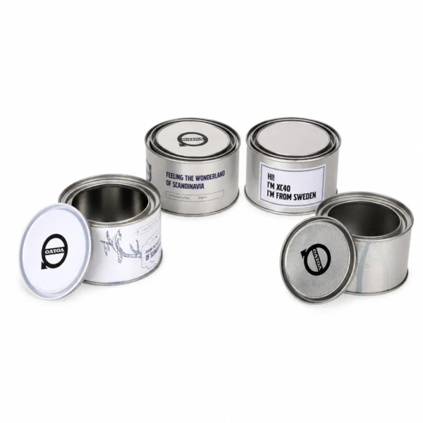 Foto do produto de lata redonda prateada personalizada 4 por JIAMU Packaging